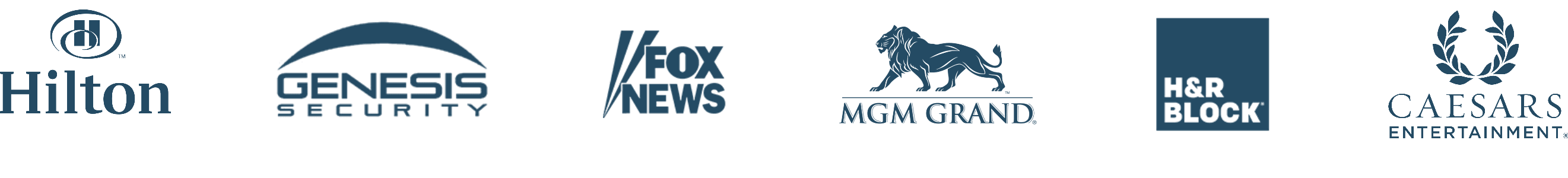 HILTON, GENESIS SECURITY, FOX NEWS, MGM GRAND, H&amp;R BLOCK, CAESARS ENTERTAINMENT